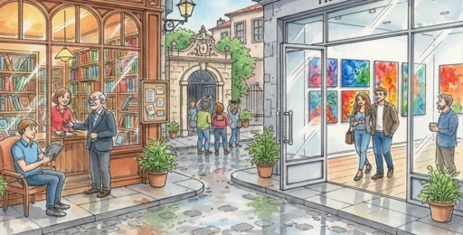 interior de la librería berkana en chueca madrid